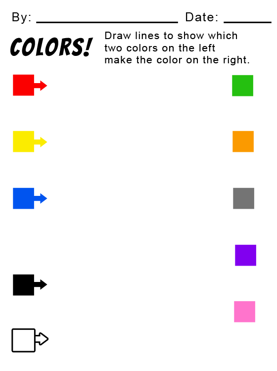 Adding Your Colors Printable Kids Worksheets