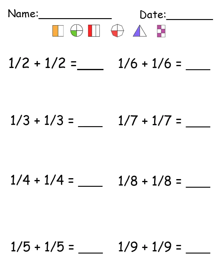 Printable Fraction Worksheets