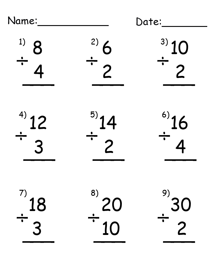 Printable Division Worksheets Image