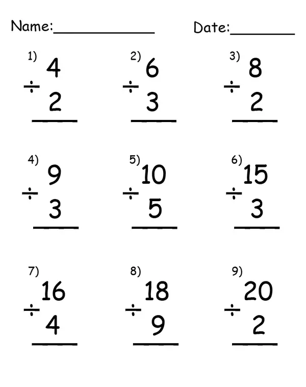 Printable Division Math Worksheets