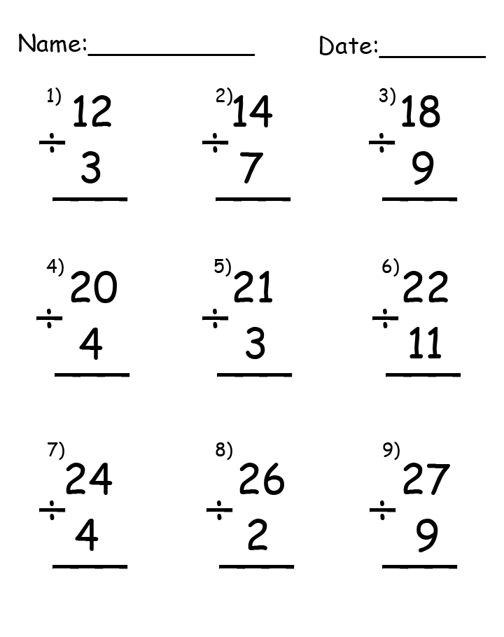 free printable division worksheets