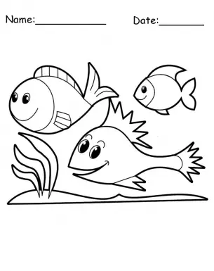 happy fish animal printable coloring pages