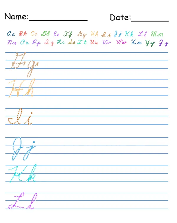 printable trace a letter cursive worksheets