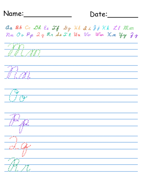 Printable Trace The Letters Cursive Worksheets