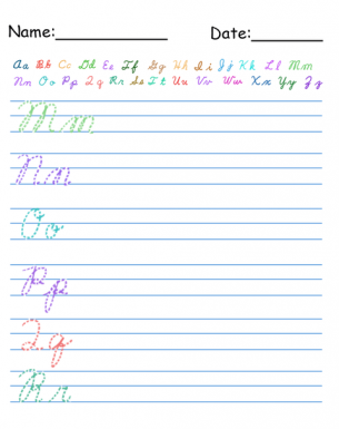 printable trace the letters cursive worksheets