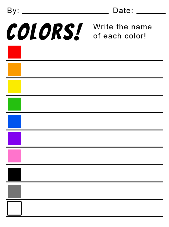let s color write the names kids worksheets