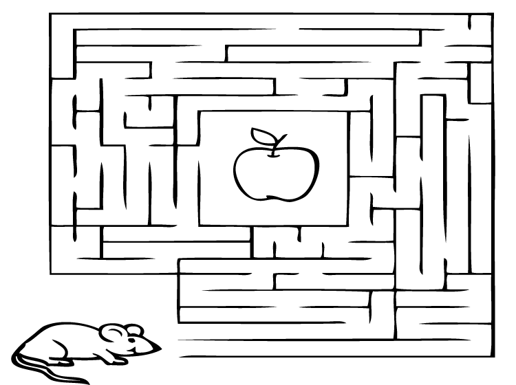 mouse and apple printable maze game