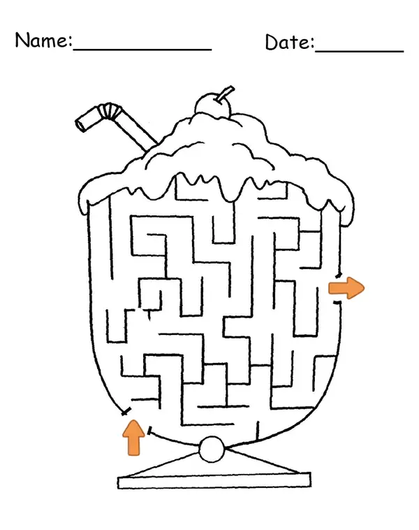 printable ice cream shaped maze game