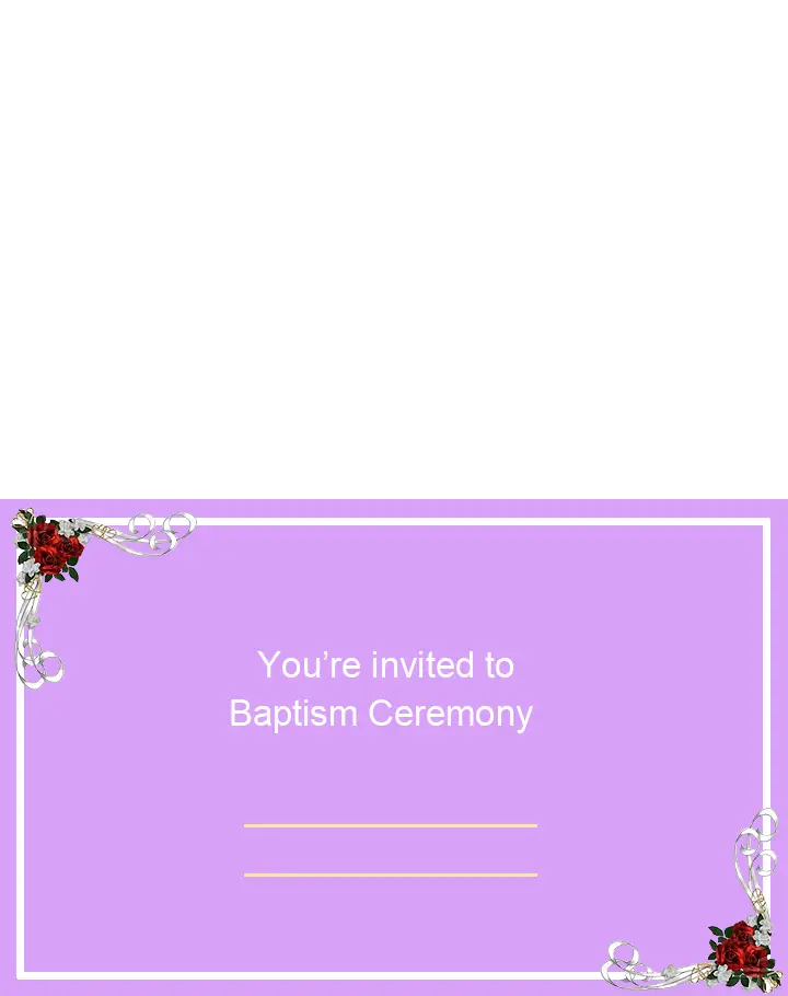 Pink With Roses Baptism Printable Invitations