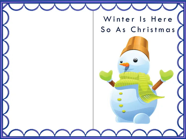 Blue Border Happy Snowman Christmas Card