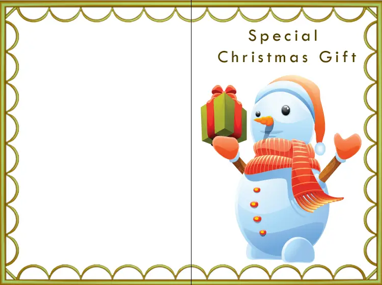 Printable Green Border Happy Snowman Christmas Card