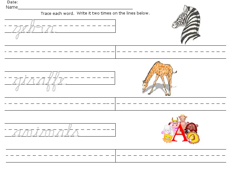 Printable Cursive Lesson Worksheet