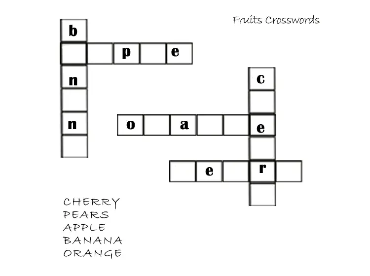 printable fruit crossword puzzle