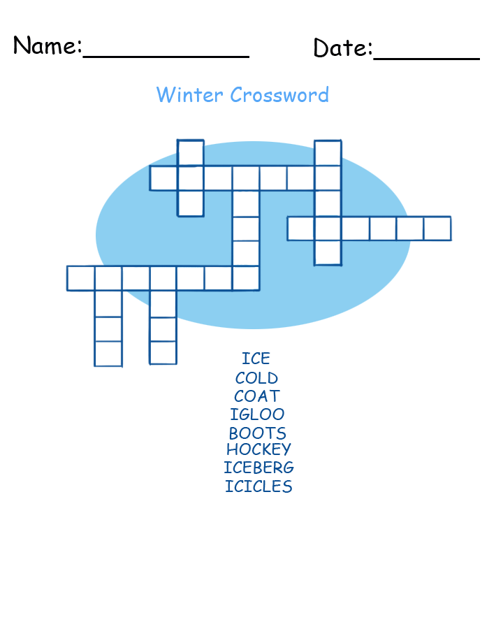 Winter Crossword Printable Games