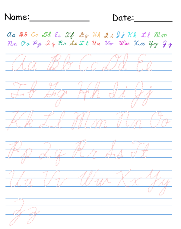 Printable Cursive Alphabet Worksheets