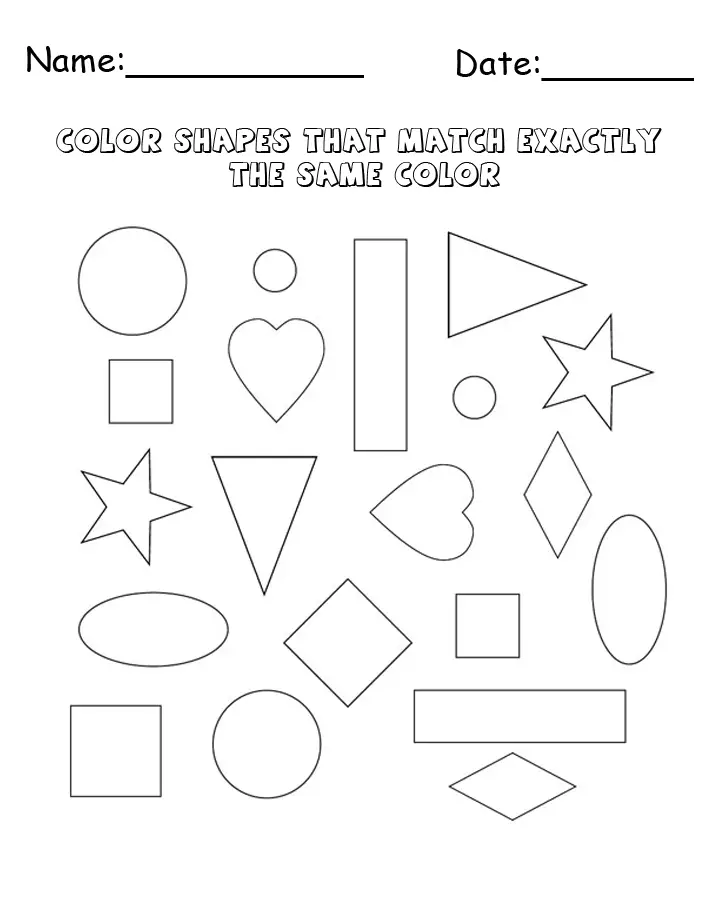 Matching Shapes Cool Math Printable Games