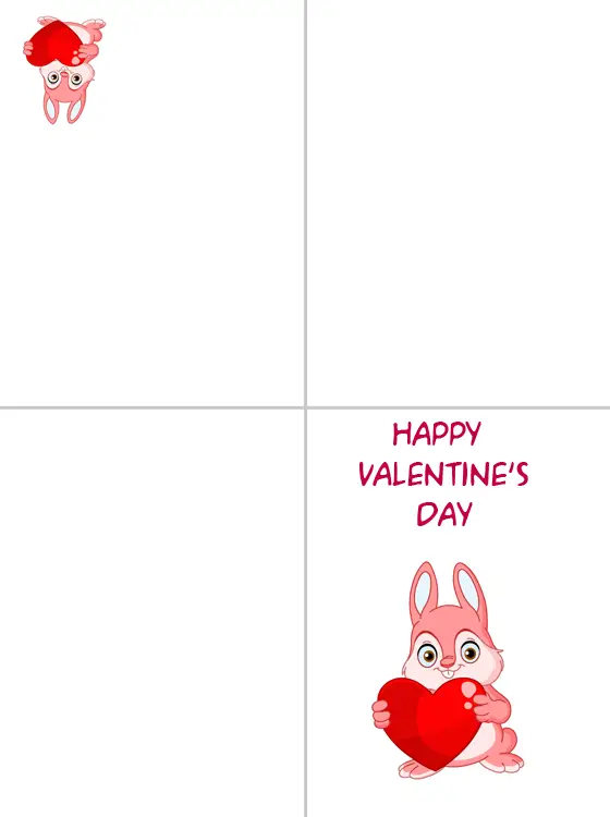 Printable Bunny Happy Valentine's Day Cards