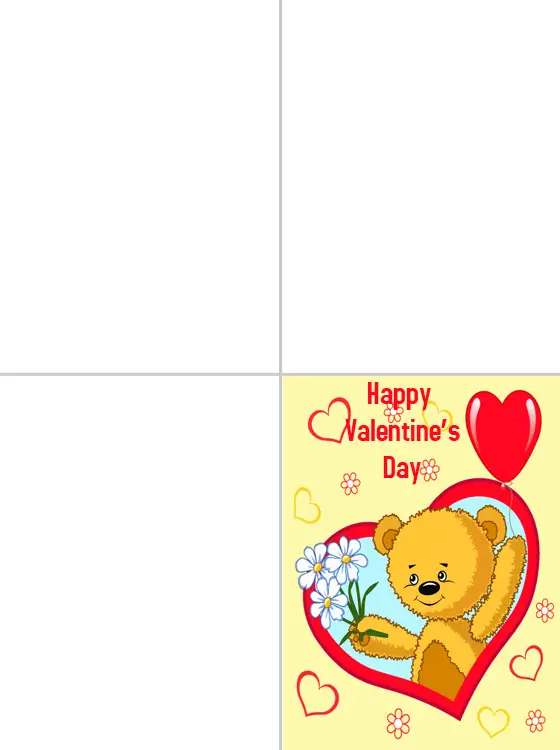 Printable Fuzzy Bear Valentines Day Card