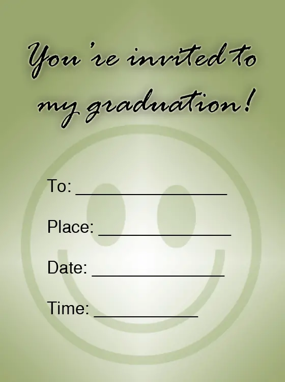 Smiley Printable Graduation Invitation