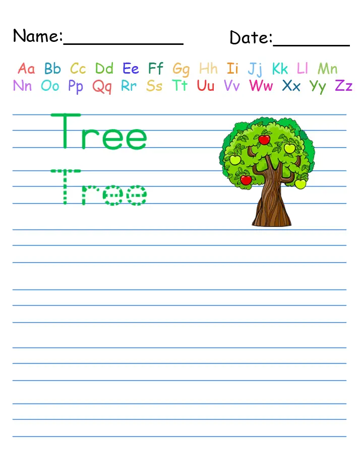 Trace the Word Tree Printable Worksheets