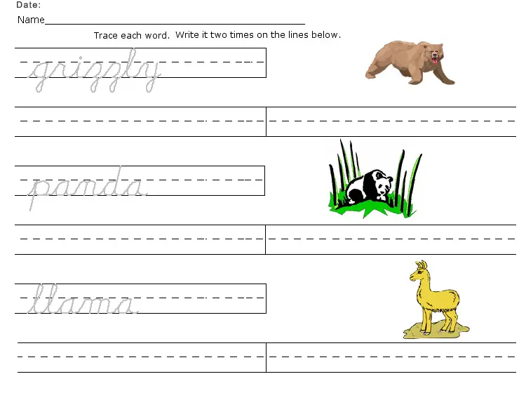 Printable Cursive Learning Worksheets