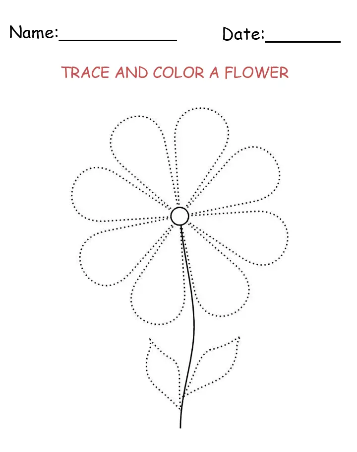 Tracing and Coloring Flower Printable Activities