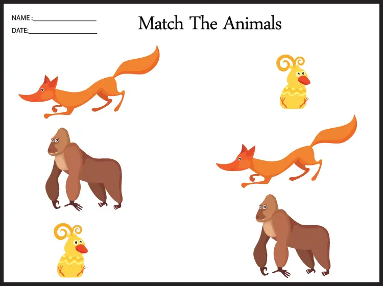 Printable Matching Kids Worksheet