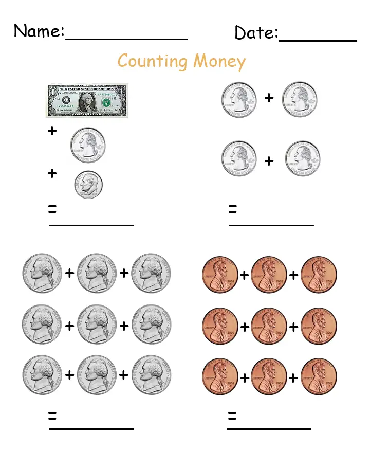 math money worksheet