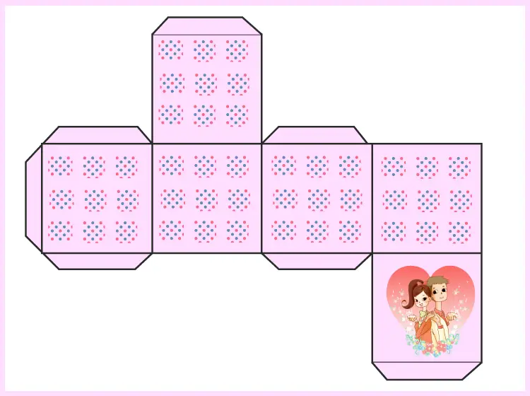 Pink Foldable Box Project with Couple and Hearts