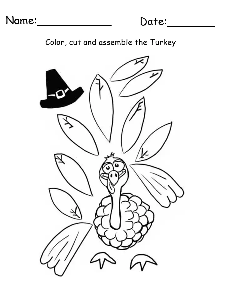 Turkey Cut And Assemble Printable Crafts