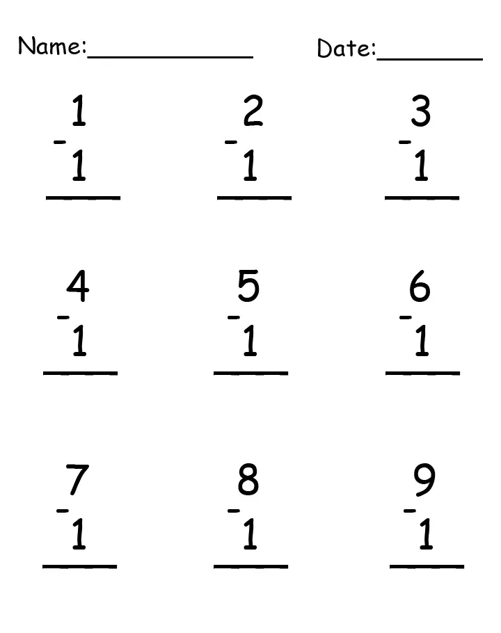 printable subtraction worksheet