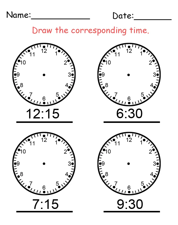 printable time worksheet