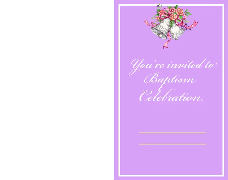 Pink With Bells Baptism Printable Invitations