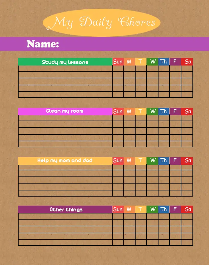 Printable Chore Charts