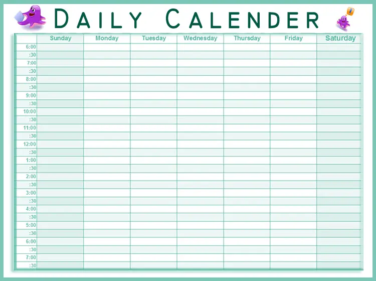 Printable Daily Calendars