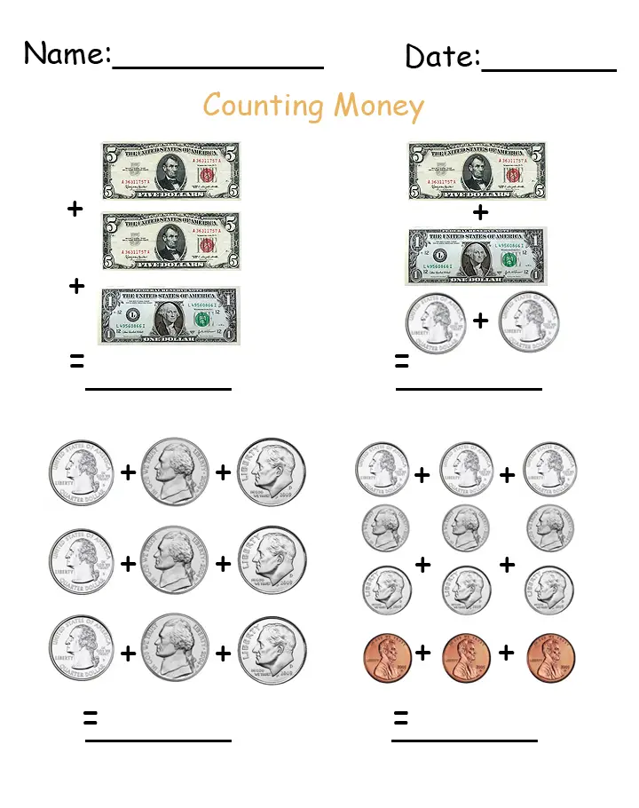 printable money worksheet