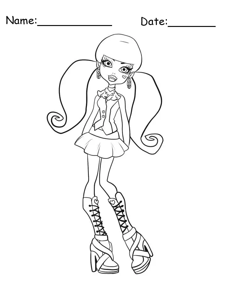 Draculaura Wearing Boots Monster High Printable Coloring Pages