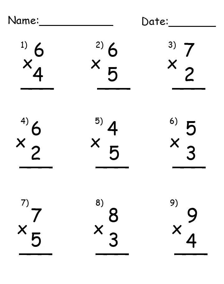 Free Multiplication Worksheets Single Digit