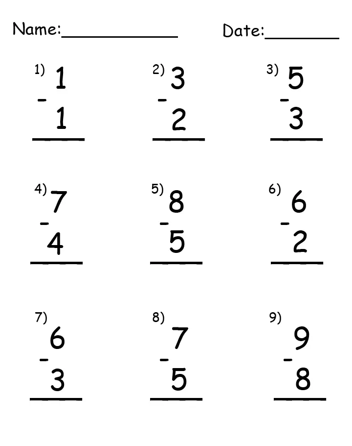 Subtraction Tens 1's Printable Worksheets