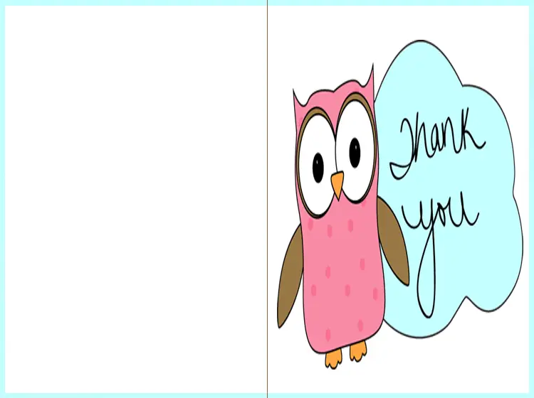 Printable Owl Thank You Cards