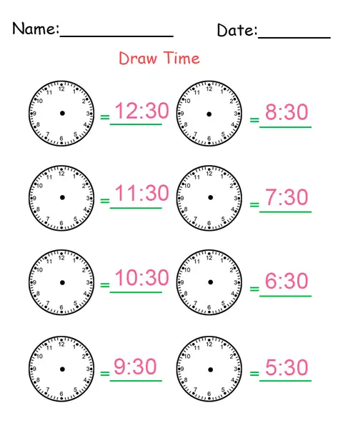 Printable Identify The Time Worksheets