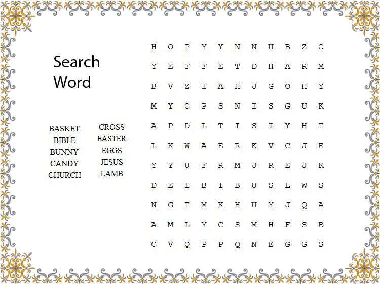 Religious Easter Printable Word Search Puzzles