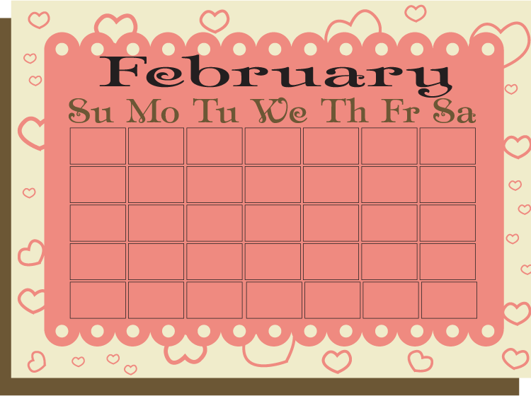 February Love Printable Calendars