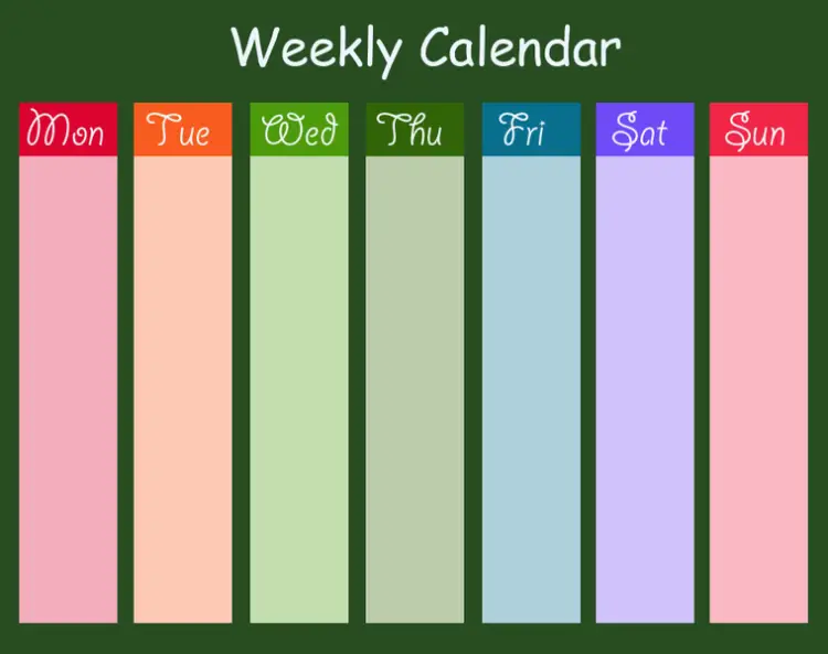 Printable Bright Green Weekly Calendars