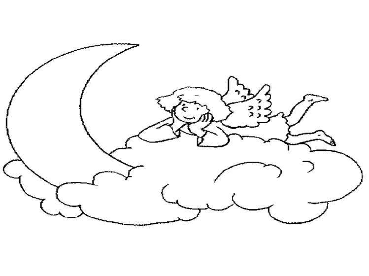 Angel On Cloud Coloring Sheets