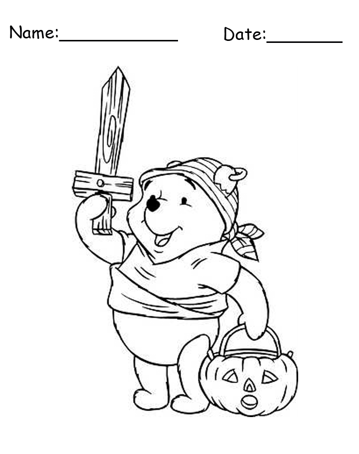 Pooh Printable Halloween Coloring Page