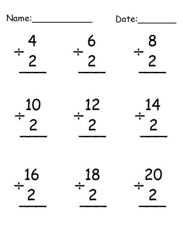 Printable Simple Division Worksheets