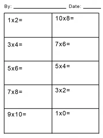 easy multiplication math worksheets