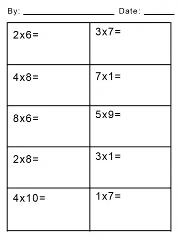 easy multiplication math worksheets