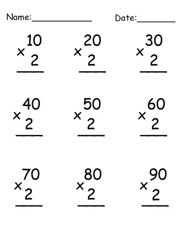 Multiplication by 1s Printable Worksheets